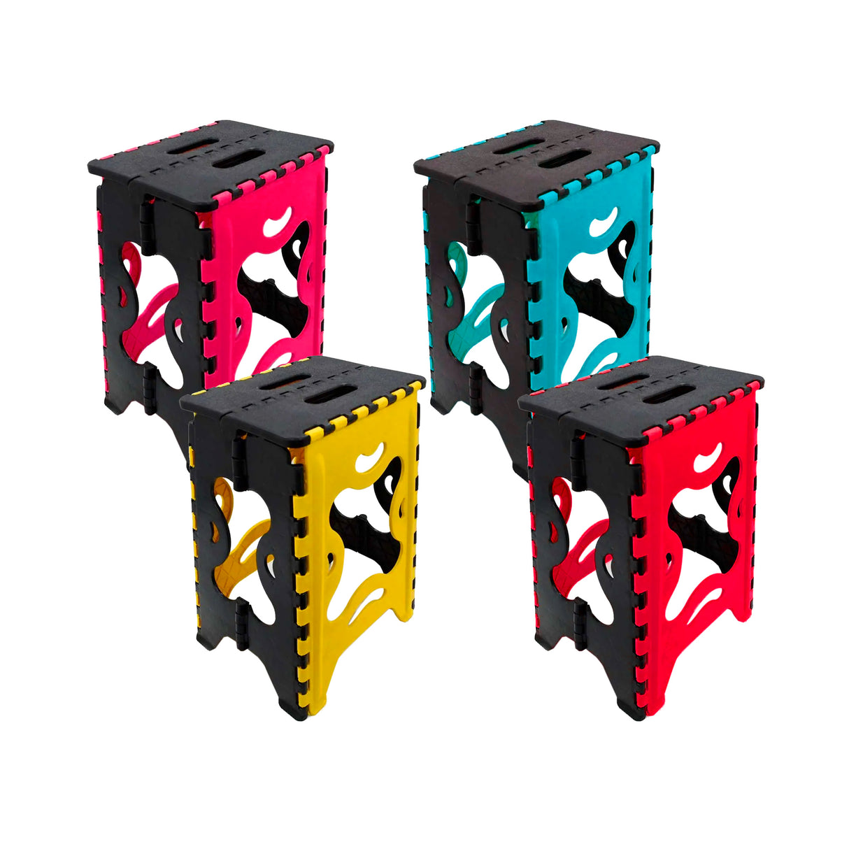 Kit de Bancos Plegables Plásticos 4 Pzs Multicolor