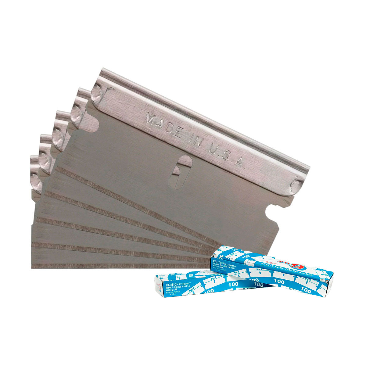 Caja de Navajas US Blade #9 1 Filo Acero Inoxidable 100 Pzs