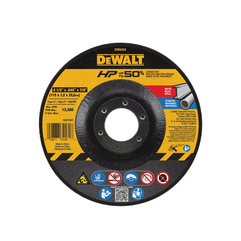 Disco de Corte Acero Inoxidable Dewalt DW8424 4 1/2"