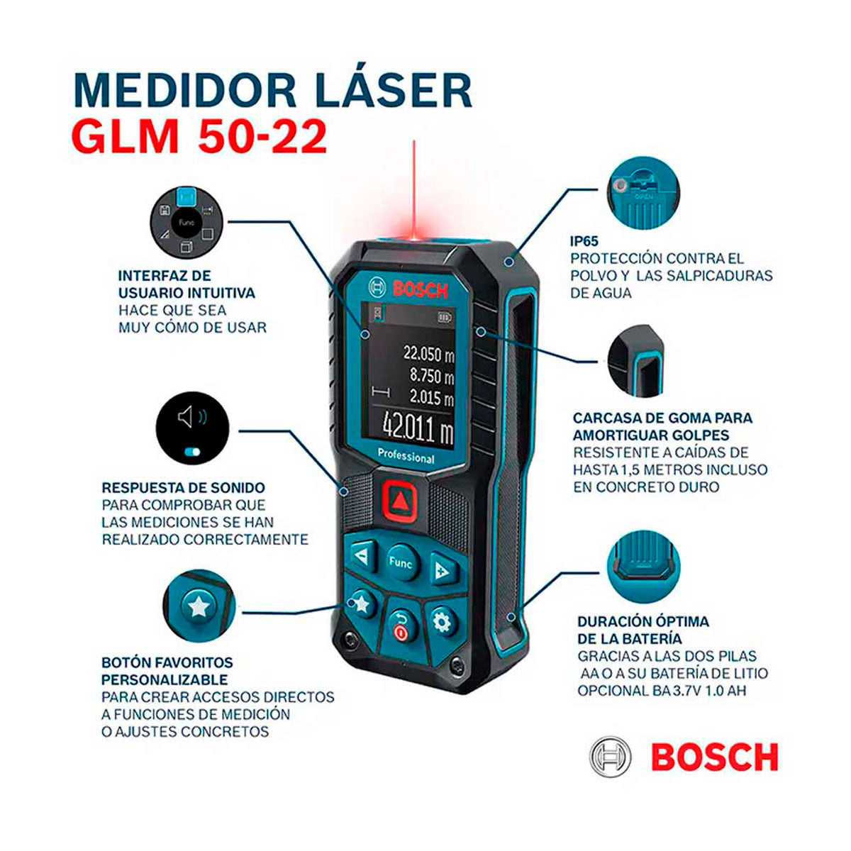 Medidor Laser Bosch Profesional GLM 50-22 50 mts