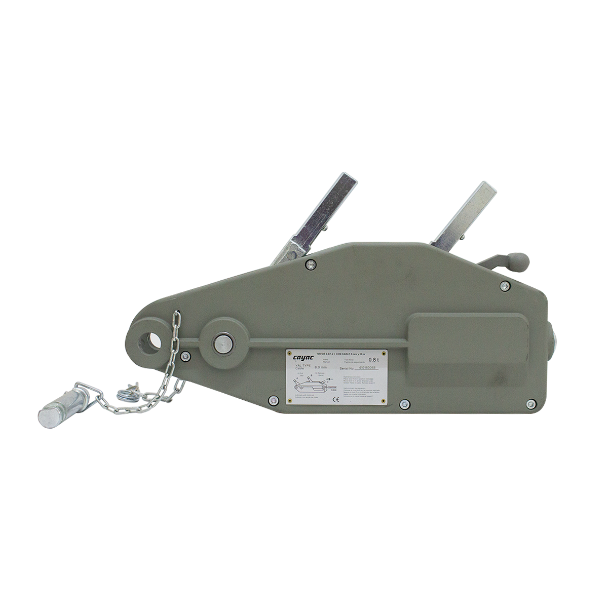 Tirfor Malacate Cayac 800 Kg Arrastre 1.2 Ton 8 mm 20 mts