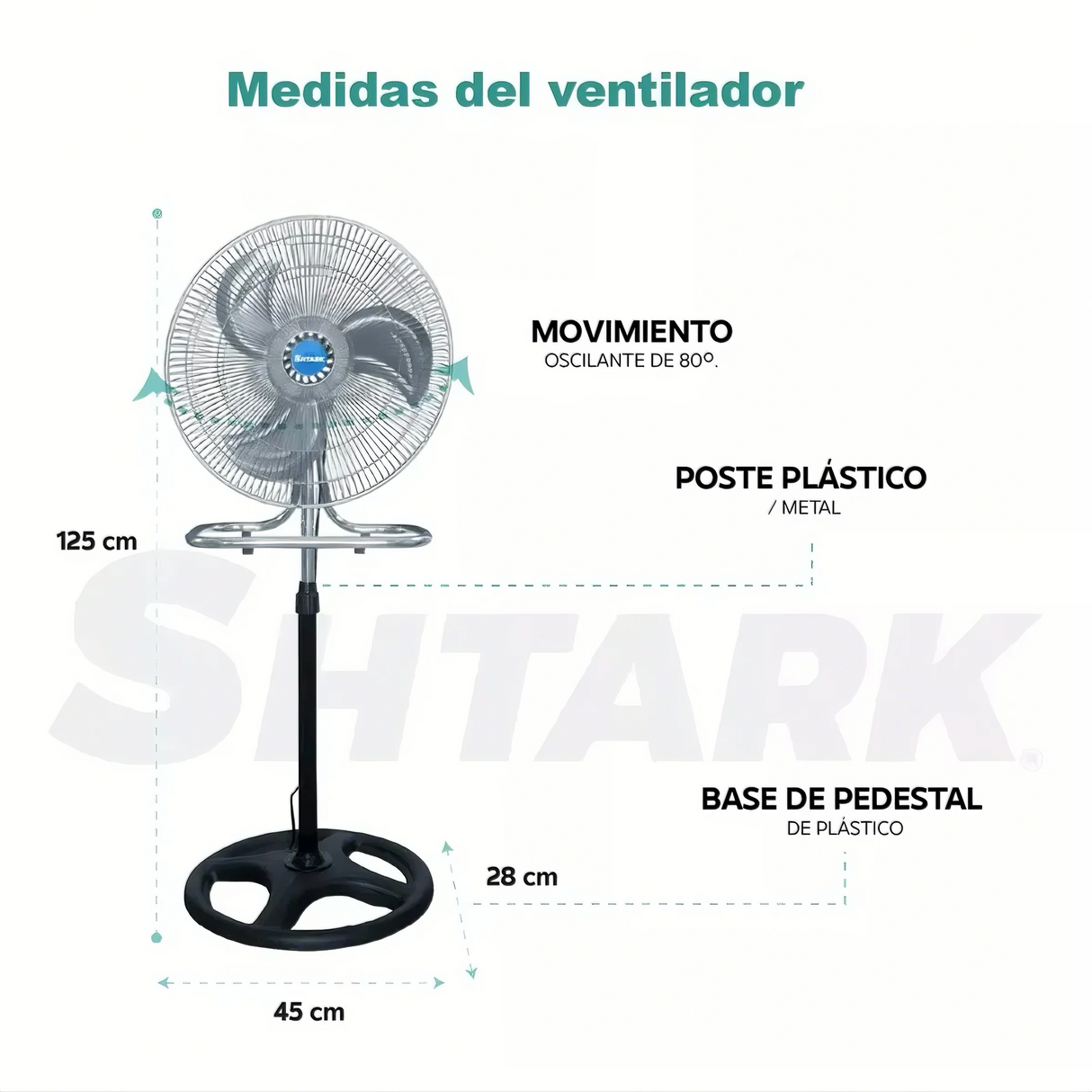 Ventilador de Piso Shtark SHTVP18N2 18" 3 Velocidades 2 Pzs