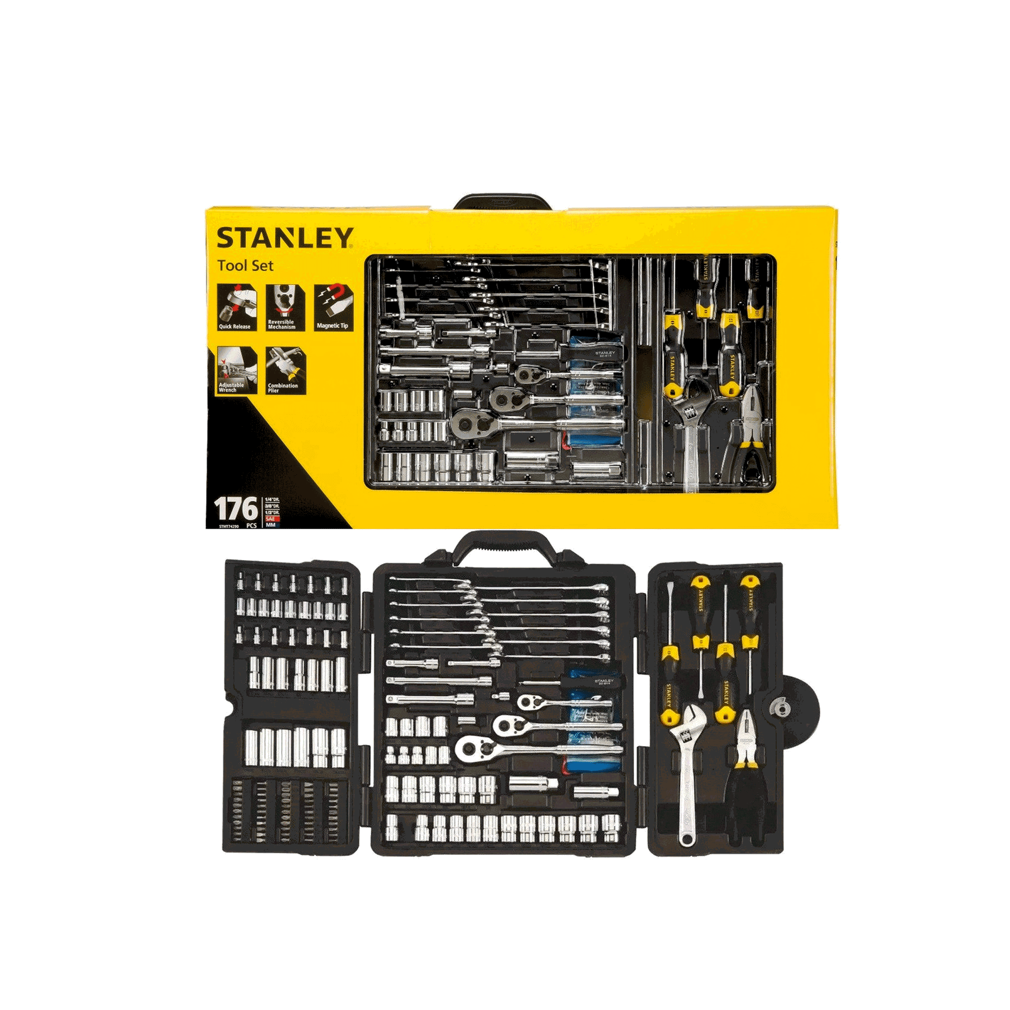 Juego Herramientas Stanley 176pzs Caja Set Tubos Stmt74290