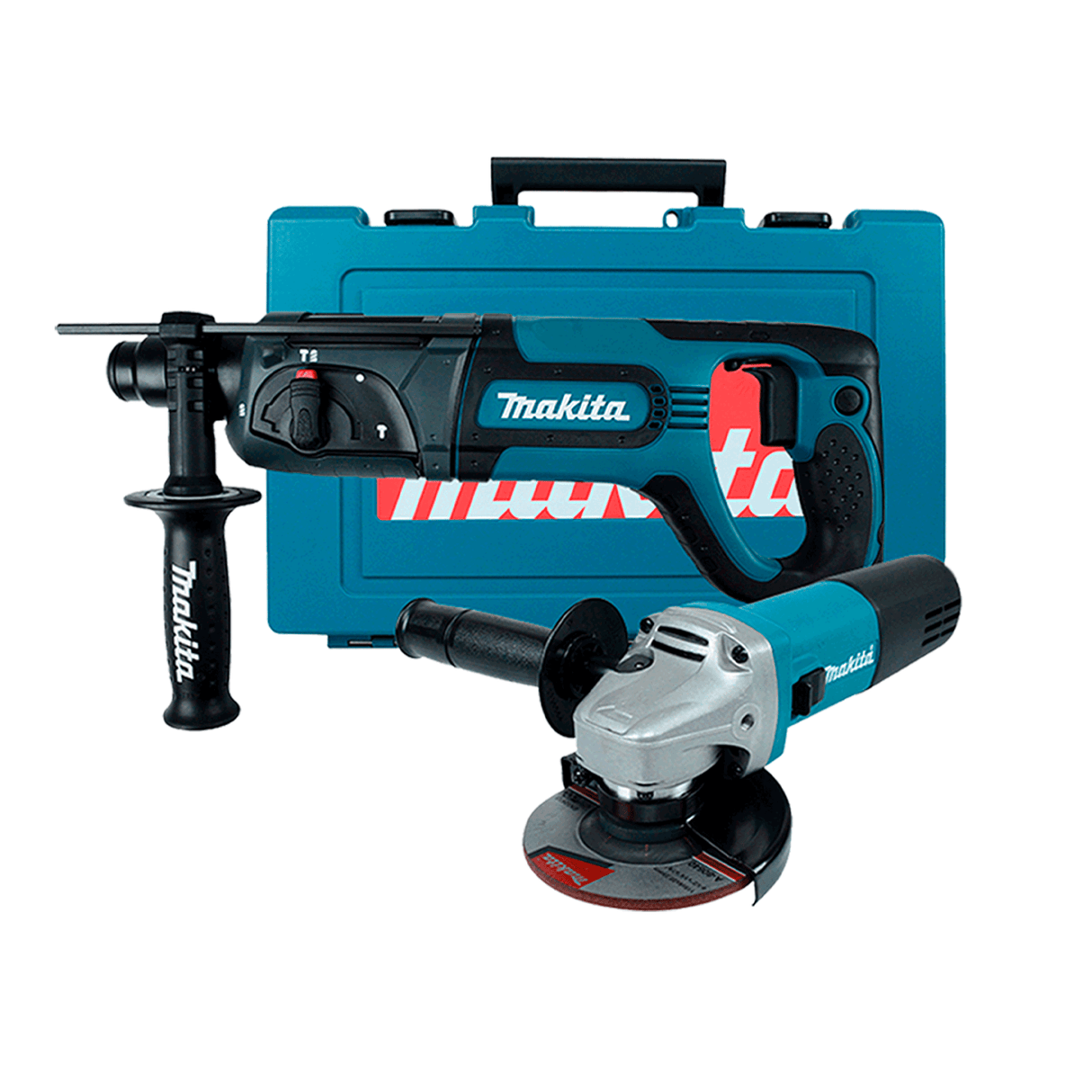 Martillo Makita HR2475X4 + Esmeril Angular 9557NB + Brocas D-53637