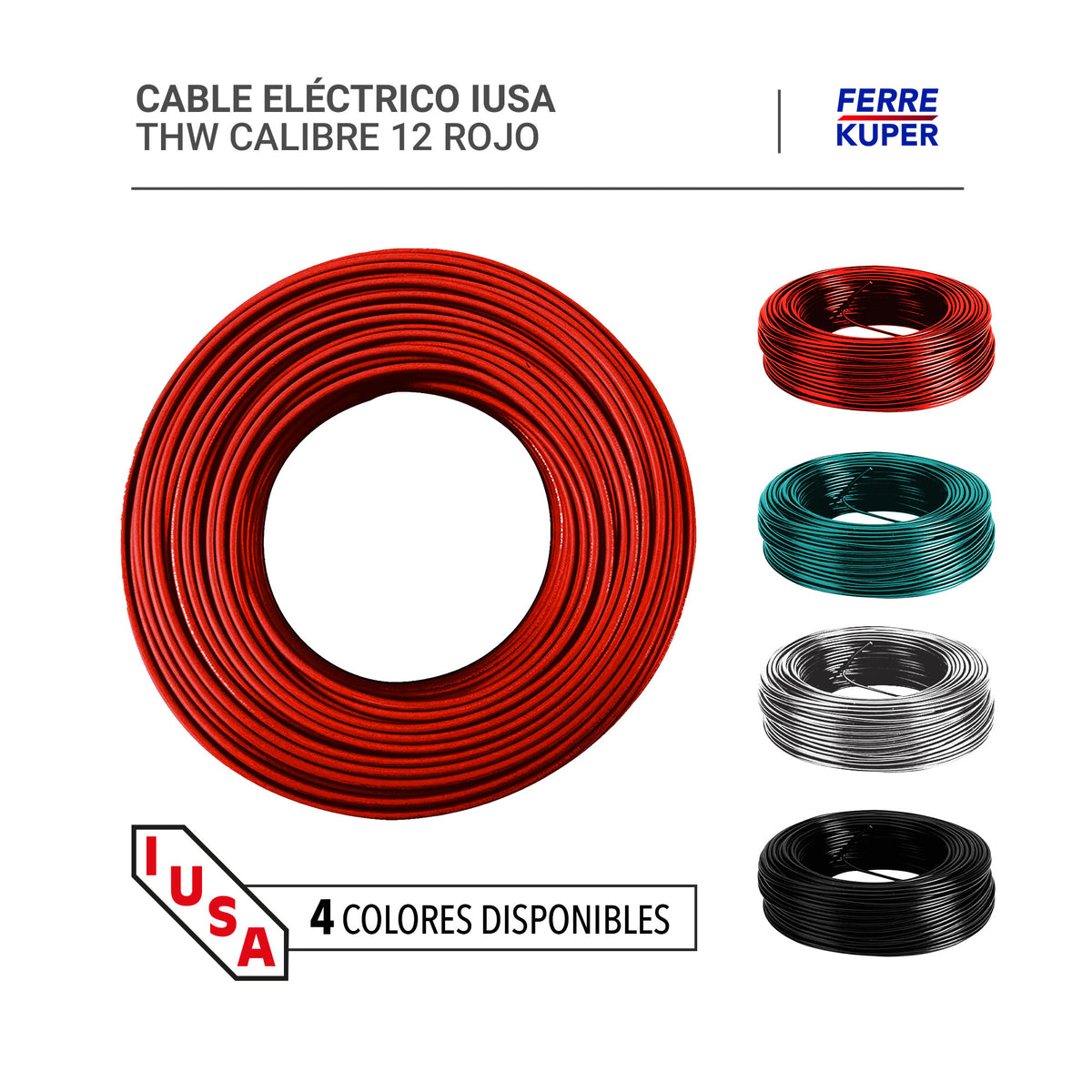 Cable Eléctrico Iusa Thw Calibre 12 Ferrekuper 4263
