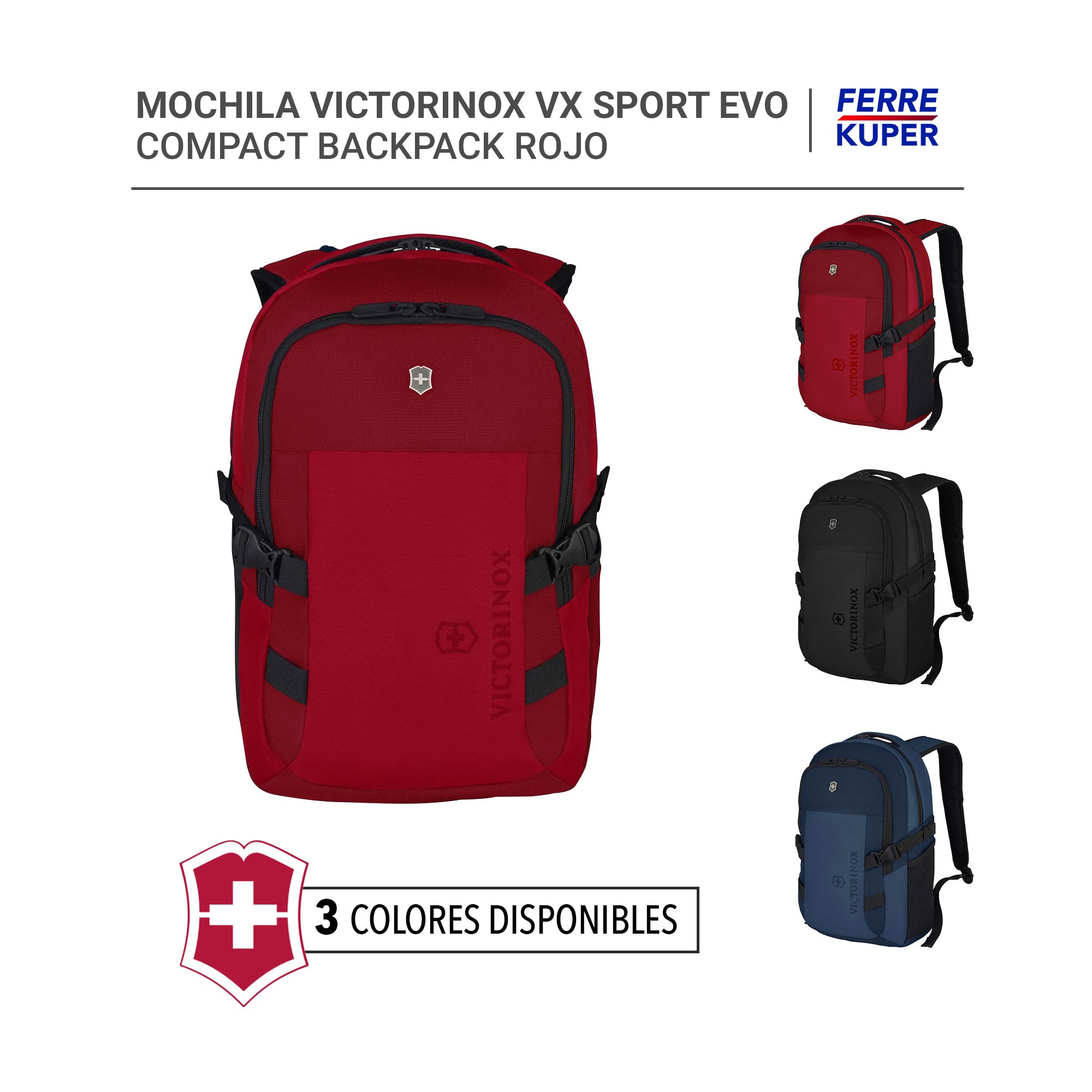 Lectura cuidadosa cartucho intermitente Mochila Victorinox VX Sport Evo Compact Backpack – FERREKUPER