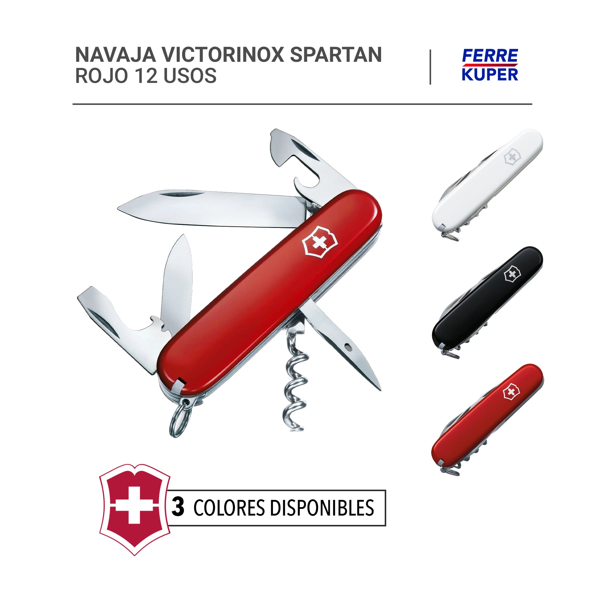 Victorinox Navaja Spartan, Roja Transparente, 12 Usos : :  Deportes y Aire Libre