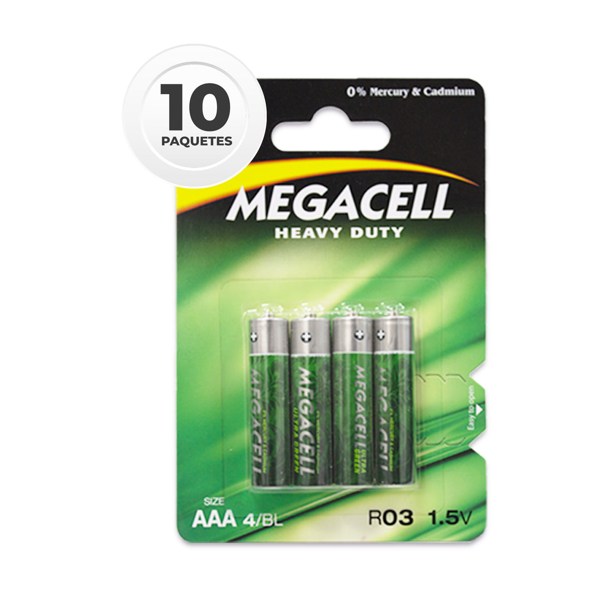 Paquete de 40 Pilas Megacell Heavy Duty AAA 1.5 V