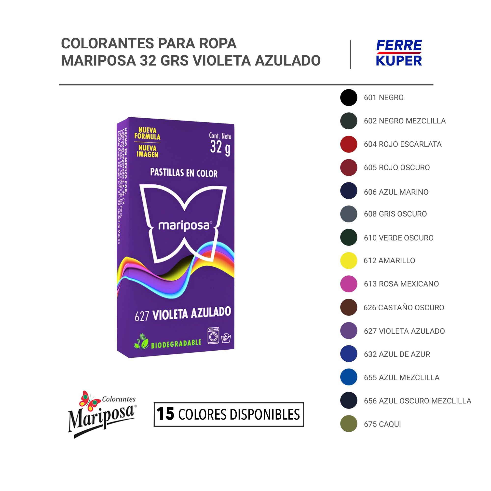 Colorantes para Ropa Mariposa 32 grs – FERREKUPER