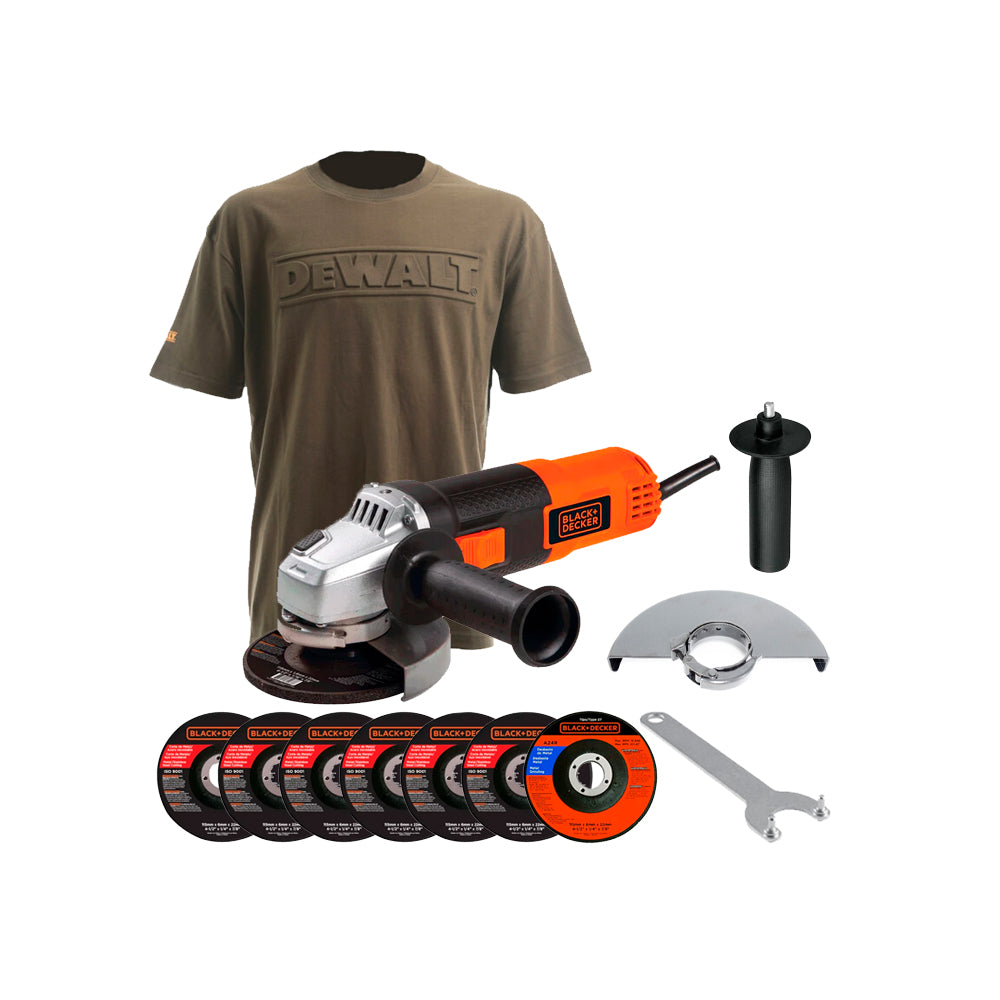 Esmeriladora Angular Black and Decker G720-B3 + Playera Oficial Dewalt Café 3D