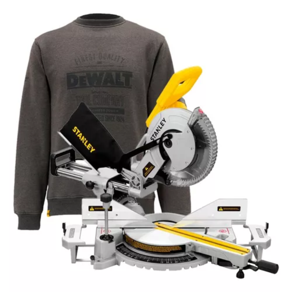 Sierra de Inglete Stanley SM18-B3 + Sudadera Oficial Dewalt Delaware