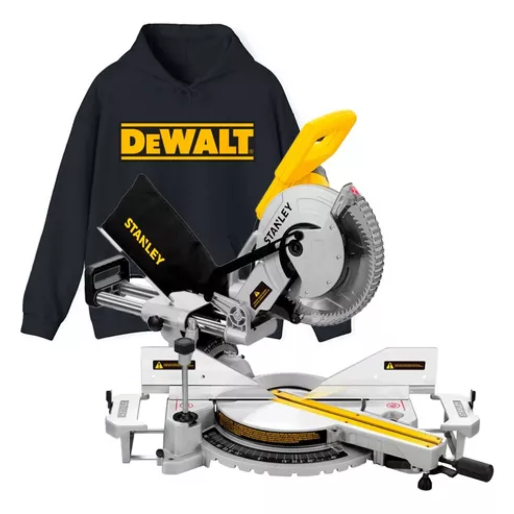 Sierra de Inglete Stanley SM18-B3 + Sudadera Oficial Dewalt Clásica 3D