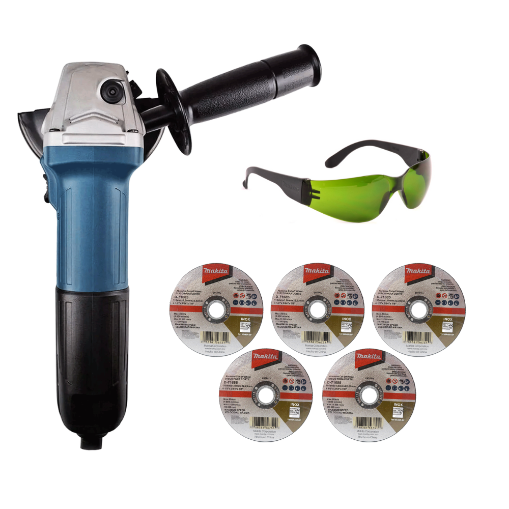 Combo Esmeriladora Makita M9510 + Accesorios