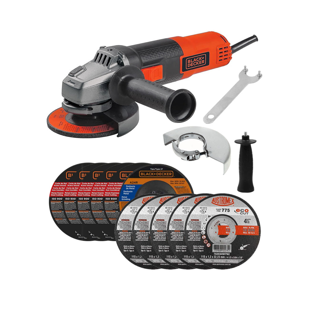 Combo Esmeriladora Black and Decker G720 + Discos de Corte