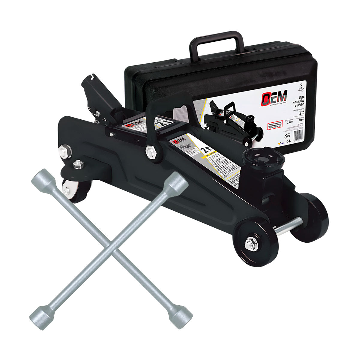 Combo Gato de Patín OEM GNM-2P 2 Ton + Llave de Cruz