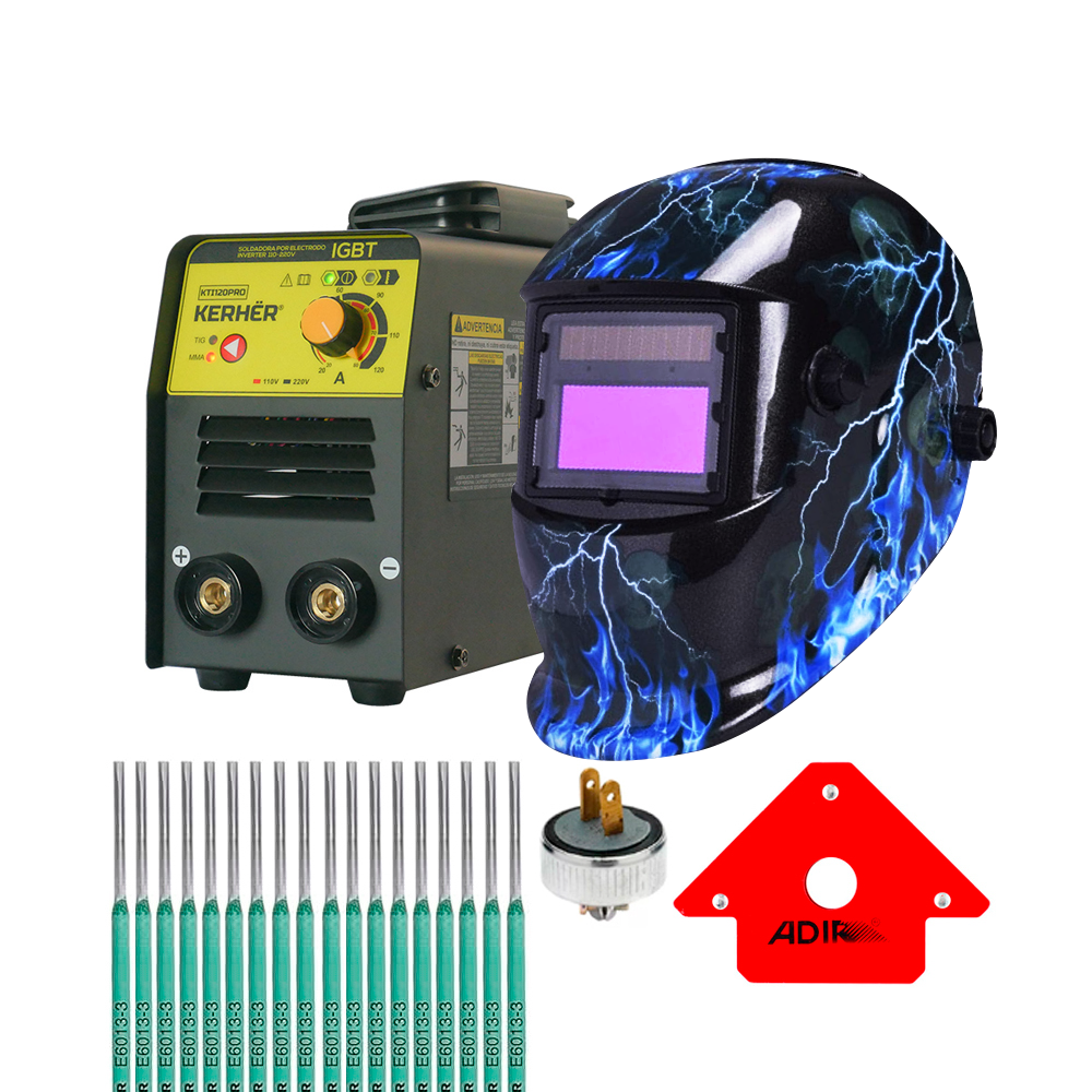 Combo Soldadora Kerhër KTI120 + Careta Adir Rayo + Accesorios