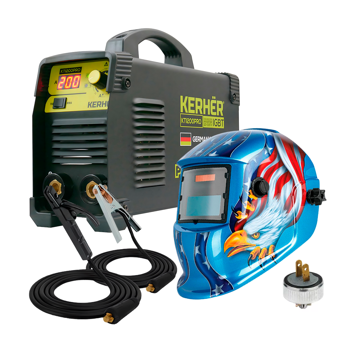 Kit Soldadora Careta Kerhër KTI200PRO 110/220 V 200 A Aguila