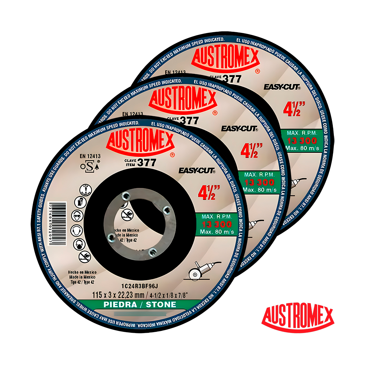 Paquete de Discos de Corte Austromex Easy Cut 4-1/2" 3 Pzs