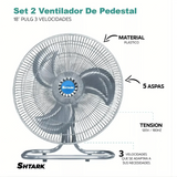 Ventilador de Piso Shtark SHTVP18N2 18" 3 Velocidades 2 Pzs