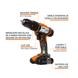 Rotomartillo Inalámbrico Truper ROTI-20A 1/2"