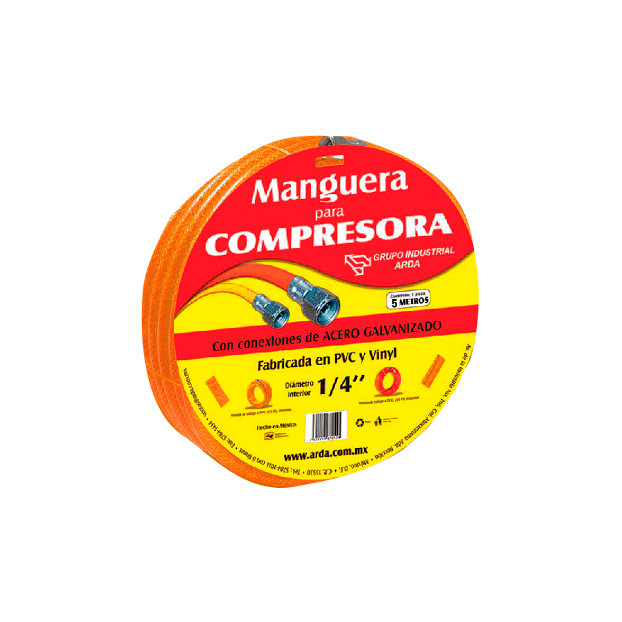 Manguera Para Compresora Arda 102078 1/4 Naranja 5 Metros