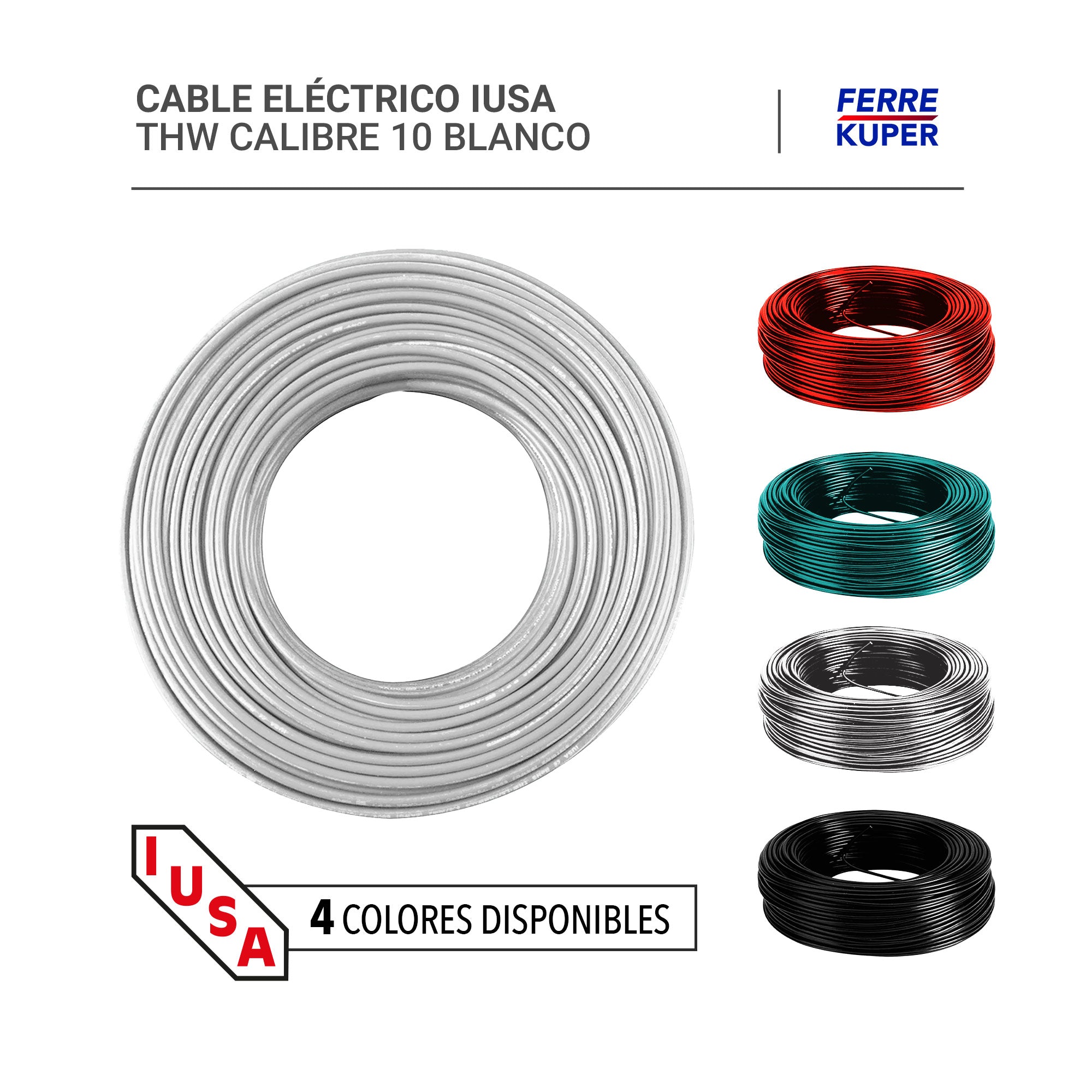 Cable Eléctrico IUSA THW Calibre 10