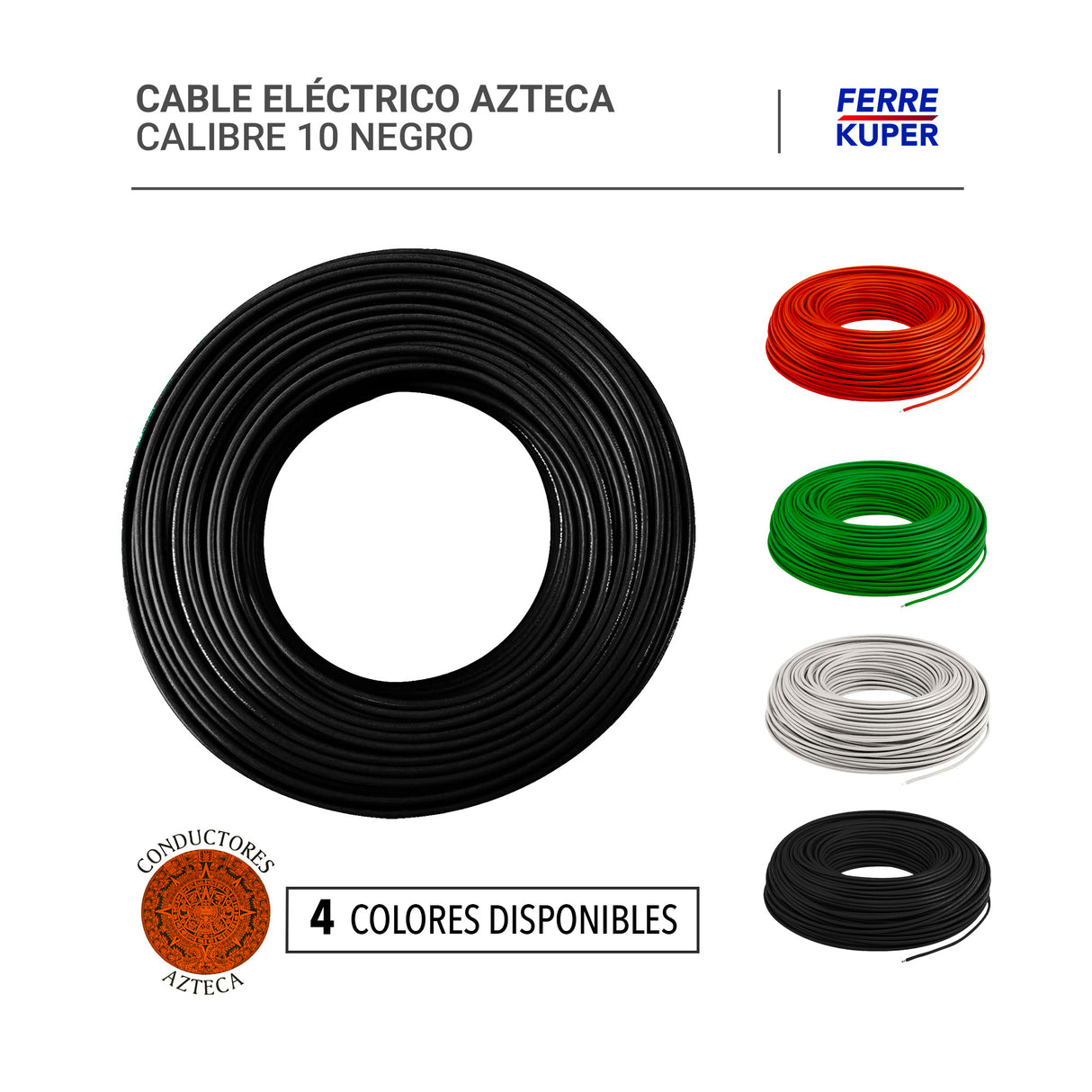 Cable Eléctrico Azteca THW Calibre 10