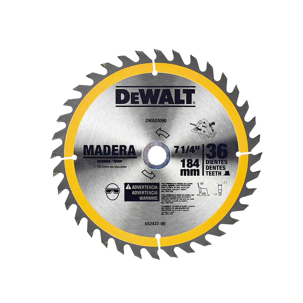 Disco para Corte de Madera Dewalt DWA03090 7 1/4"