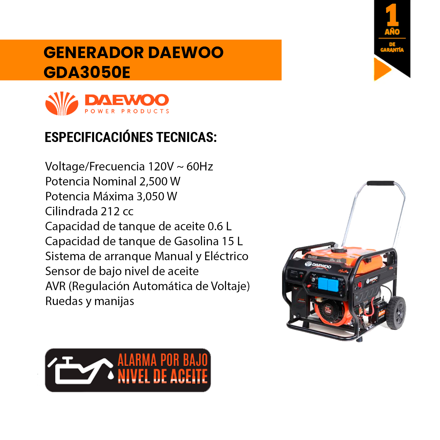 Generador Daewoo GDA3050E - FERREKUPER