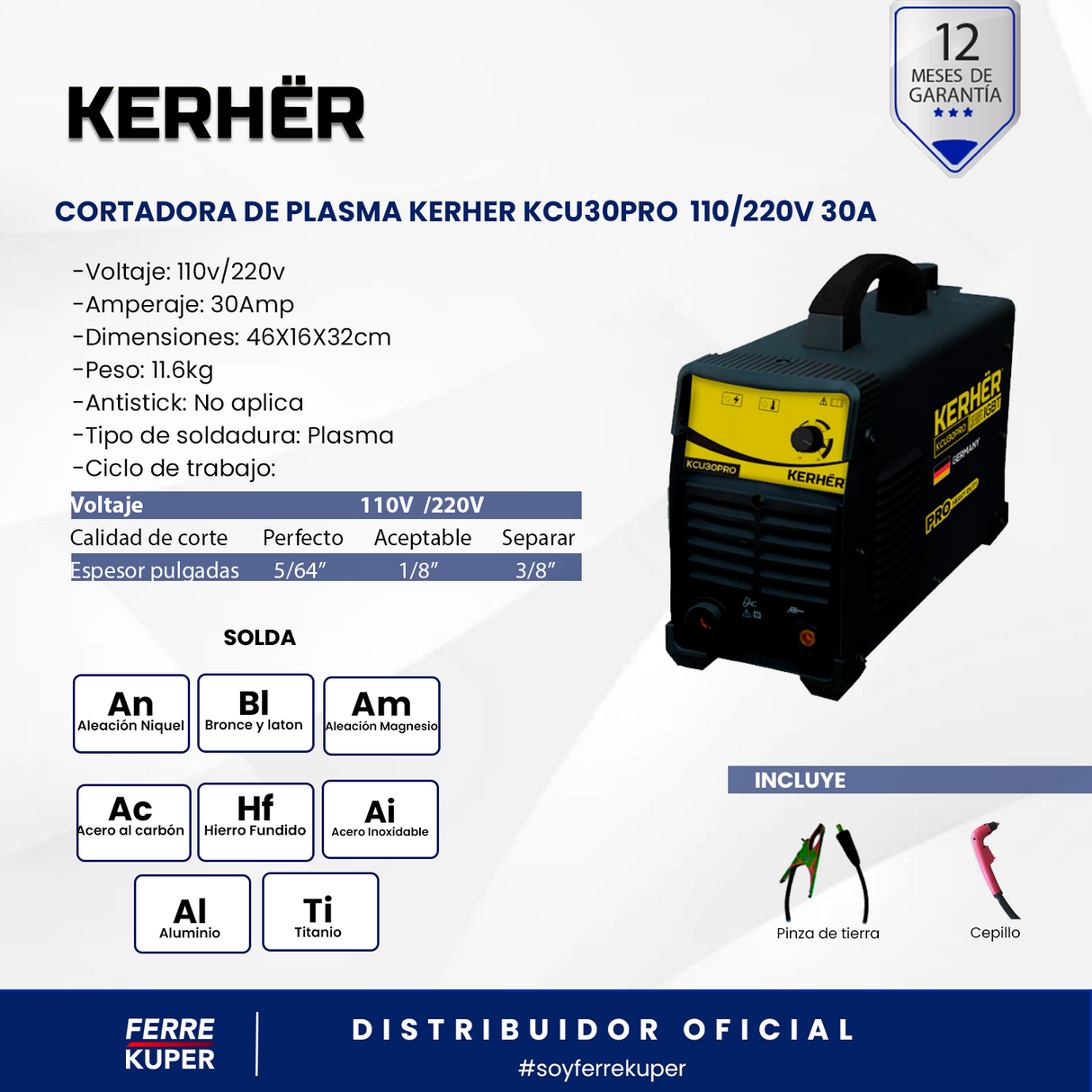Cortadora de Plasma Kerhër KCU30PRO 30A 110V-220V - FERREKUPER