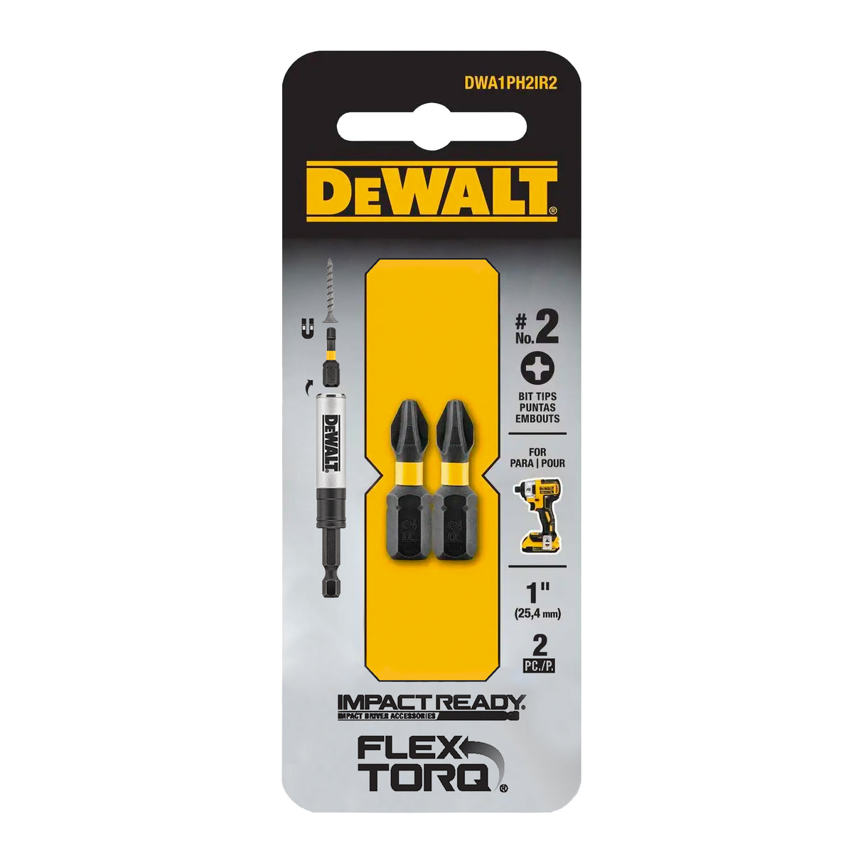 Juego de Puntas Phillips Dewalt DWA1PH2IR2-Z 2 Pzs