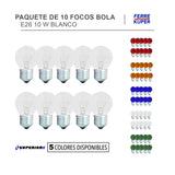 Paquete de 10 Focos Bola Superiore E26 10 W