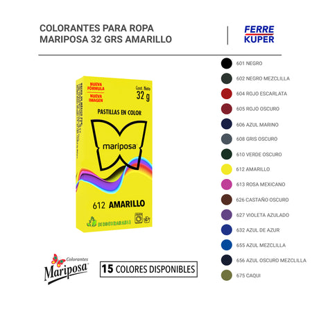 Colorantes para Ropa Mariposa 32 grs