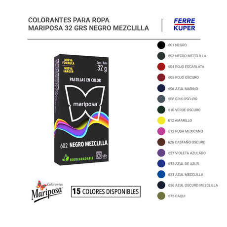Colorantes para Ropa Mariposa 32 grs