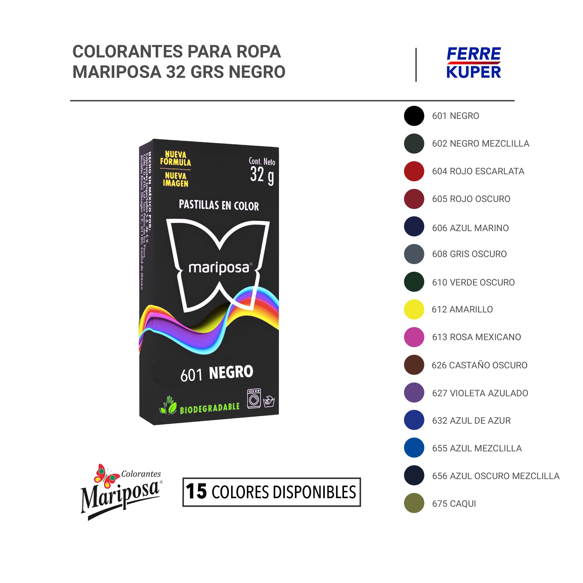 Colorantes para Ropa Mariposa 32 grs – FERREKUPER